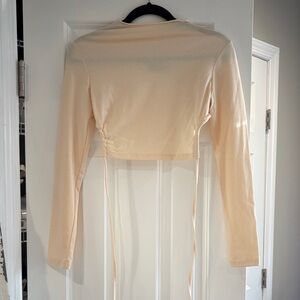 Cream Long Sleeve Women's Crop Top